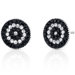 Concentric Circles Earrings with Swarovski Jet Black and Clear Crystals in Sterling Silver with Swarovski Elements