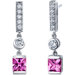 Exotic Sparkle 3.00 Carats Pink Sapphire Princess Cut Dangle Cubic Zirconia Earrings in Sterling Silver