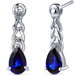 Intricate Allure 2.00 Carats Blue Sapphire Pear Shape Drop Earrings in Sterling Silver