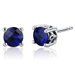 Scroll Design 2.00 Carats Blue Sapphire Round Cut Stud Earrings in Sterling Silver