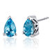 2.00 Carats Swiss Blue Topaz Pear Shape Basket Style Stud Earrings in Sterling Silver