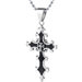 Stainless Steel Medieval Gothic Cross Pendant with Black Resin Inlay on a Stainless Steel Ball Chain