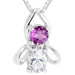 Round Amethyst & Oval White CZ Pendant Necklace in Sterling Silver