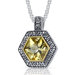 Hexagon Cut 6.00 Carats Champagne Citrine Antique Style Pendant in Sterling Silver