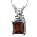 Boldly Regal 2.75 Carats Princess Cut Garnet Pendant in Sterling Silve