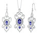 Oval and Round Shape Sapphire Pendant Earrings Set in Sterling Silver