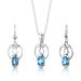 Sterling Silver 2.50 Carats Oval Shape Swiss Blue Topaz Pendant Earrings and 18" Necklace Set
