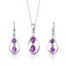 Sterling Silver 2.25 Carats Multishape Gemstone Pendant Earrings and 18" Necklace Set 