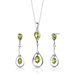 Sterling Silver 3.50 Carats Oval Shape Peridot Pendant Earrings and 18" Necklace Set
