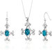 Cross Design 3.50 Carats Oval Shape Sterling Silver Swiss Blue Topaz Pendant Earrings Set