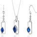 Art Deco 1.25 Carats Marquise Shape Sterling Silver Sapphire Pendant Earrings Set