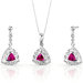 Filigree Design 1.50 Carats Trillion Cut Sterling Silver Ruby Pendant Earrings Set