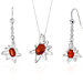 Starburst 2.25 Carats Oval Shape Sterling Silver Garnet Pendant Earrings Set