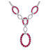 European Style Round Shape Created Ruby Gemstone Pendant Necklace in Sterling Silver