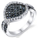Sterling Silver Rhodium Finish Black and White CZ Pave Set