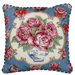 Rose 100% Wool Needlepoint Pillow with Border
