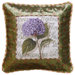 Hydrangea 100% Wool Petit-Point Pillow with Fabric Trimmed