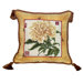 Peony 100% Wool Needlepoint Pillow with Fabric Trimmed