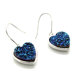 Druzy Sterling Silver Heart Dangle Earrings