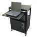 Metal Adjustable AV Cart with Locking Cabinet and Pull Out Shelf