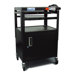 Height Adjustable AV Media Cart with Security Cabinet - Two Stationary Shelves