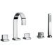 J15 Bath Series Two Lever Handle Roman Tub Faucet and Hand Shower with Classic Ribbon Spout