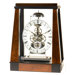 Burl Wood Skeleton Clock with Silver Dial