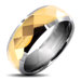 Tungsten Carbide Multi-faceted Gold Center Comfort Fit Ring