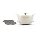 Tramontina Limited Editions Series 1200 Enameled Cast Iron 5.5 Qt Covered Round Dutch Oven with Stainless Steel Trivet Eggshell