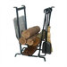 3 Piece Fireplace Steel Tool Set with Log Rack