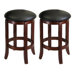 24" Faux Leather Swivel Stool in Antique Walnut (Set of 2)