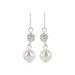 Simulated Pearl and Pave Fireball Drop Earrings