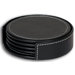 3200 Series Leather Four Round Coasters with Holder in Rustic Black