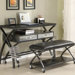 813 Series Work Station and813 Series Gaming Console with Two Seater Bench in Distressed Gun Metal Gray