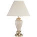 Tall Ceramic Table Lamp with Gold Accents in Ivory