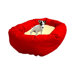 Bagel Dog Bed in Red and Sherpa