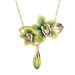 Green Orchid Flower Gold Necklace / Brooch