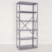 Industrial Clip Open Shelving: Angle Post Units with 6 Shelf Frames; Adder Unit