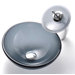 Frosted Black 14" Glass Vessel Sink and Waterfall Faucet