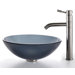 Frosted Black Glass Vessel Sink and Aldo Faucet