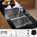 Undermount  33" Double Bowl 70/30 Kitchen Sink with Kitchen Faucet