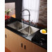 33 inch Undermount Double Bowl Stainless Steel Kitchen Sink with Chrome Kitchen Faucet and Soap Dispenser