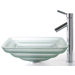 Square Frosted Oceania Glass Sink and Sheven Faucet