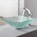 Clear Alexandrite Glass Vessel Sink and Single Hole Faucet with Single Handle