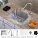 Undermount Single Bowl Kitchen Sink with Chrome Kitchen Faucet and Soap Dispenser