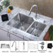 32 inch Undermount Double Bowl Kitchen Sink with Chrome Kitchen Faucet and Soap Dispenser