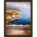 Mediterranean Coffee Central Hand Painted Oil Canvas Art with Frame