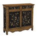 2 Drawer Narrow Cupboard in Aged Crack Brown and Black