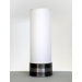 Chuck Table Lamp with White Linen Shade in Charcoal and Silver Stripe