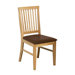 Solid Oak Dining Chair with Brown PU Leather seatpad